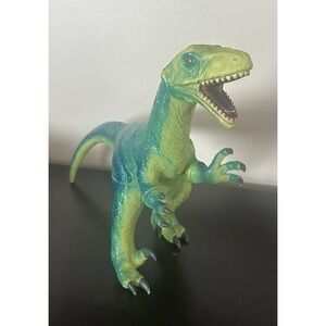 Toy Smith Dinosaur Toy Velociraptor T-Rex Green Blue Yellow  17" Gift Present